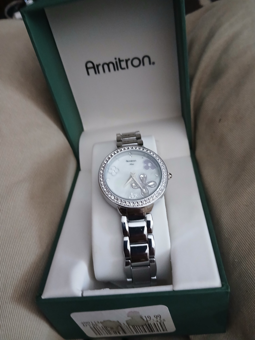 Armitron Silver Floral Crystal Accent Women's Bracelet Watch